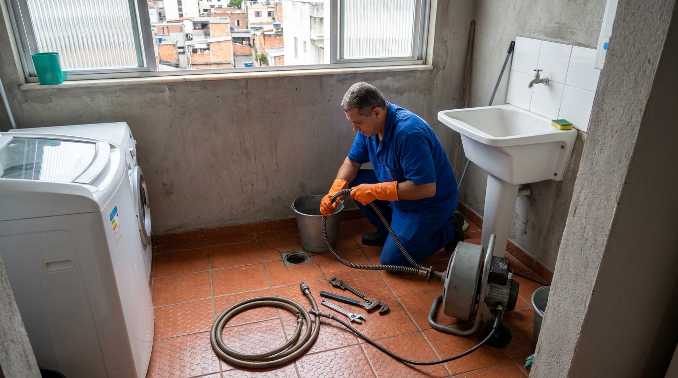 Desentupimento de ralo com equipamento em Aracaju‑SE