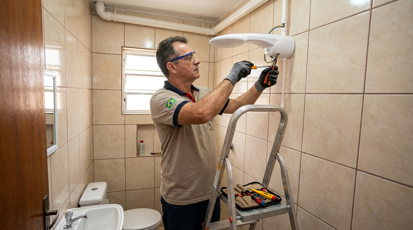 Instalação de chuveiro no banheiro em Aracaju‑SE